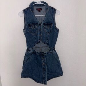 Vintage Denim Cutout Romper - Blue